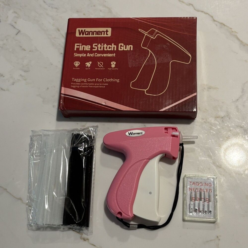 Stitch Gun for Clothes Tagging Sewing, white black fasteners, extra needles